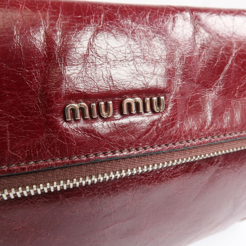 Miu Miu 牛皮皮革Clutch Bag銀扣手拿包-7