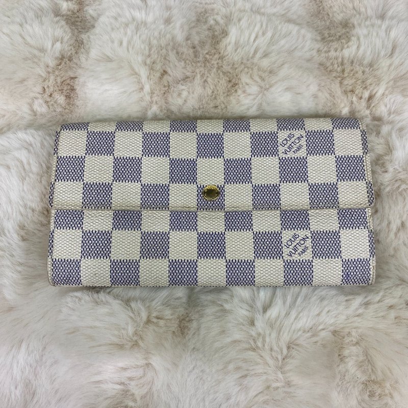 LV Damier Azur棋盤格白色長夾-0