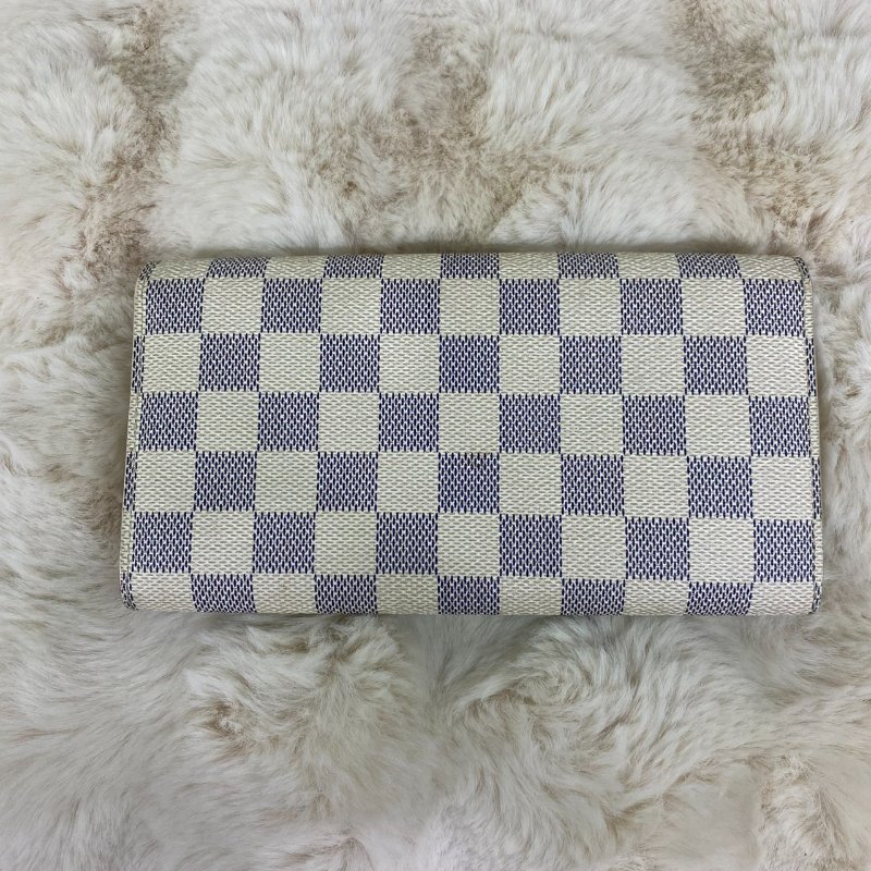LV Damier Azur棋盤格白色長夾-8
