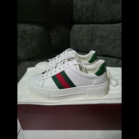 [全新]Gucci 經典紅綠織帶 厚底休閒鞋 35