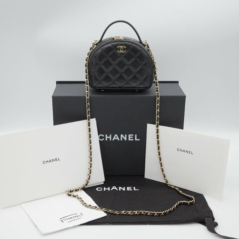 Chanel 香奈兒 23C 黑色 菱格紋羊皮 金色五金 手提包 鍊帶包 小廢包