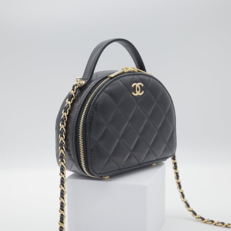 Chanel 香奈兒 23C 黑色 菱格紋羊皮 金色五金 手提包 鍊帶包 小廢包-2