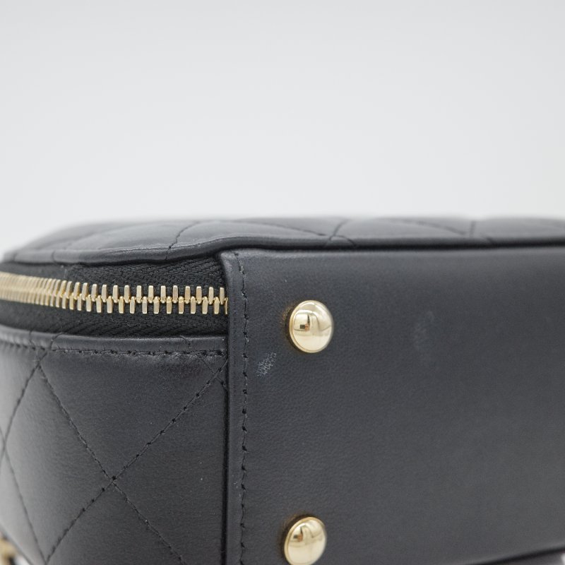 Chanel 香奈兒 23C 黑色 菱格紋羊皮 金色五金 手提包 鍊帶包 小廢包-6