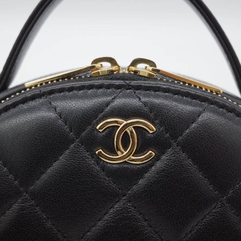 Chanel 香奈兒 23C 黑色 菱格紋羊皮 金色五金 手提包 鍊帶包 小廢包-8