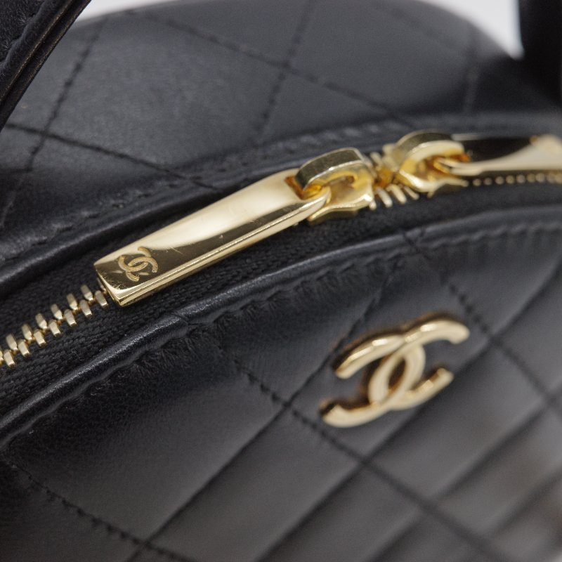 Chanel 香奈兒 23C 黑色 菱格紋羊皮 金色五金 手提包 鍊帶包 小廢包-9