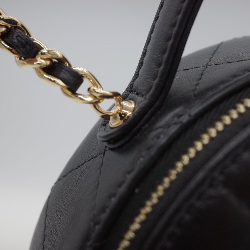 Chanel 香奈兒 23C 黑色 菱格紋羊皮 金色五金 手提包 鍊帶包 小廢包-11