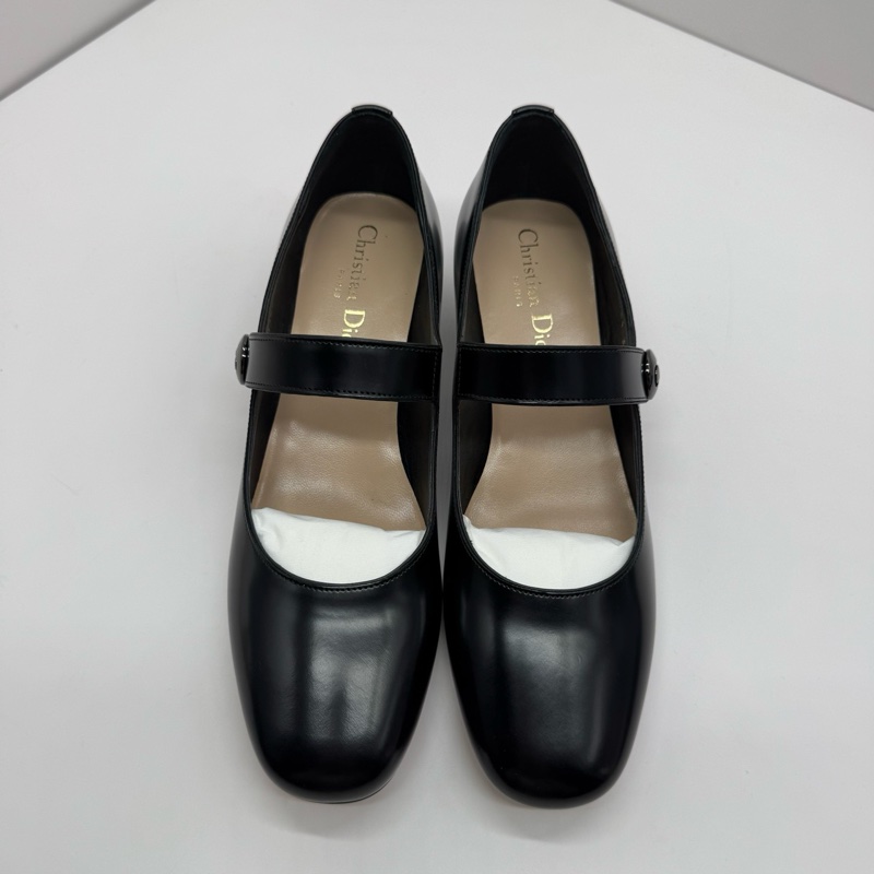 99閒置新未使用 Dior迪奧瑪麗珍鞋 黑色全牛皮 跟高3cm 尺碼:37碼半 無盒無塵袋-1