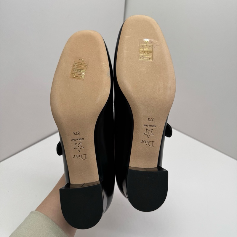 99閒置新未使用 Dior迪奧瑪麗珍鞋 黑色全牛皮 跟高3cm 尺碼:37碼半 無盒無塵袋-7