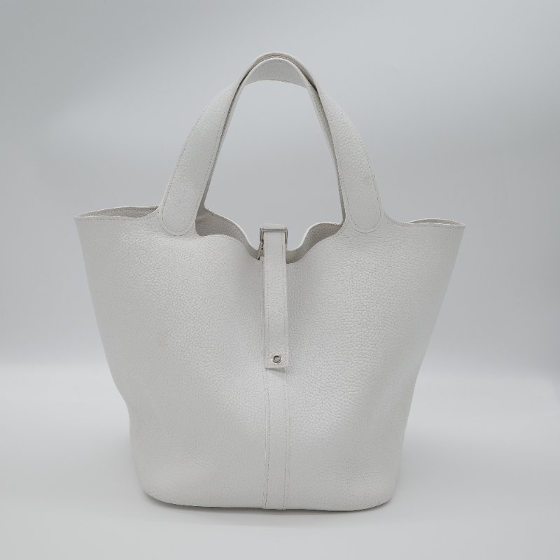 Hermès 愛馬仕 菜籃子26 Picotin Lock 白色 牛皮 銀色五金 手提包-1