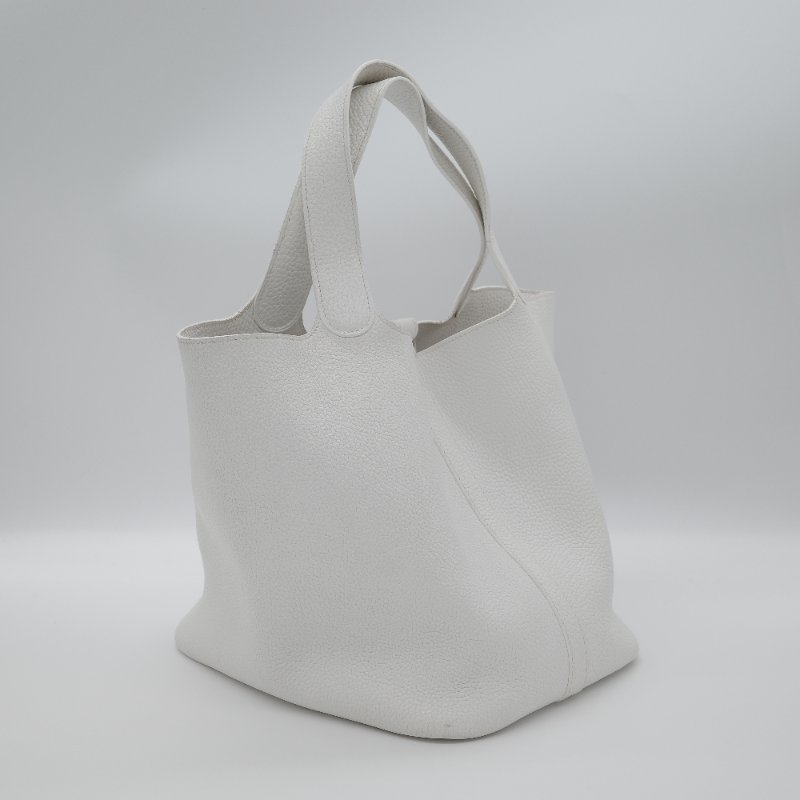 Hermès 愛馬仕 菜籃子26 Picotin Lock 白色 牛皮 銀色五金 手提包-4