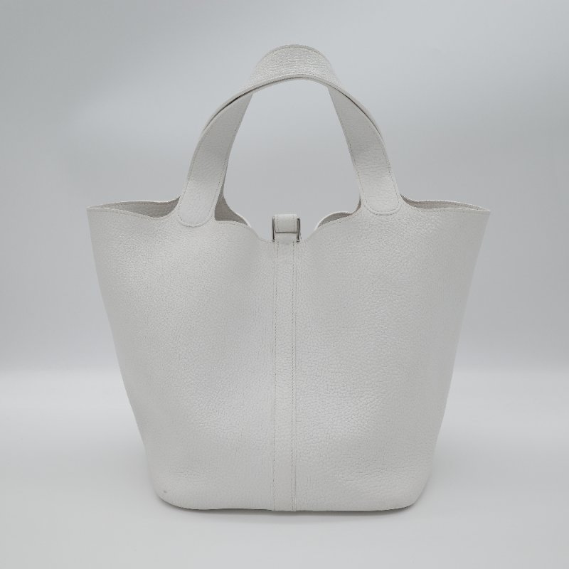 Hermès 愛馬仕 菜籃子26 Picotin Lock 白色 牛皮 銀色五金 手提包-5