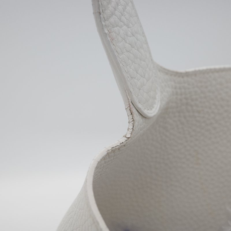 Hermès 愛馬仕 菜籃子26 Picotin Lock 白色 牛皮 銀色五金 手提包-16