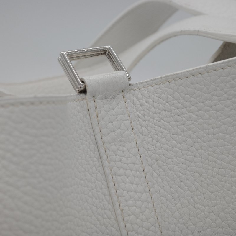 Hermès 愛馬仕 菜籃子26 Picotin Lock 白色 牛皮 銀色五金 手提包-17