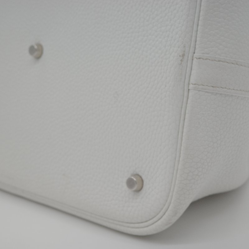 Hermès 愛馬仕 菜籃子26 Picotin Lock 白色 牛皮 銀色五金 手提包-21