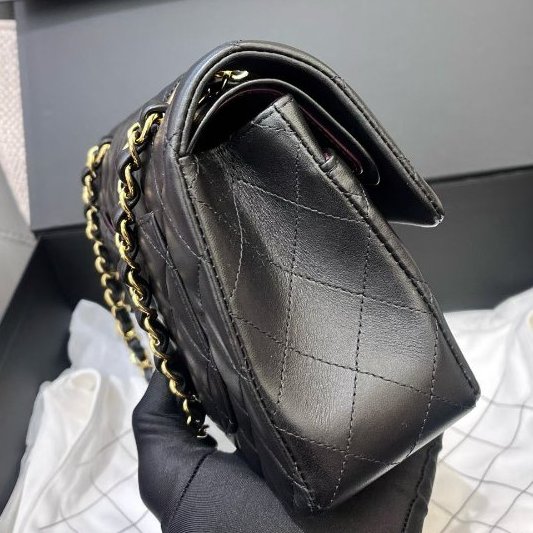 芯片款 香奈兒Chanel黑金CF小號羊皮鏈條包-3
