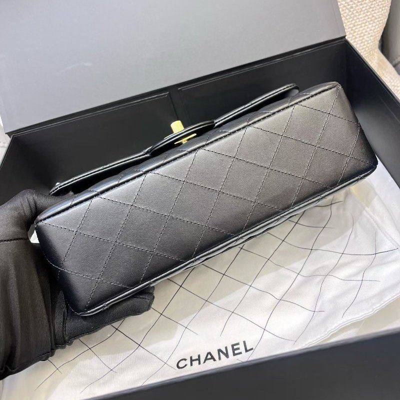 芯片款 香奈兒Chanel黑金CF小號羊皮鏈條包-7