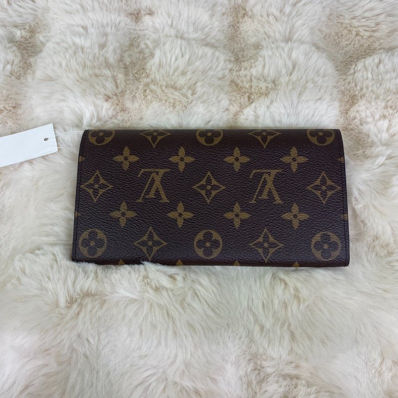 LV Emilie系列經典Monogram釦式長夾粉色-11