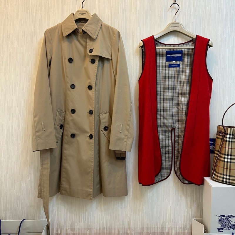 BURBERRY 日系藍標蜜色兩件式風衣40-1