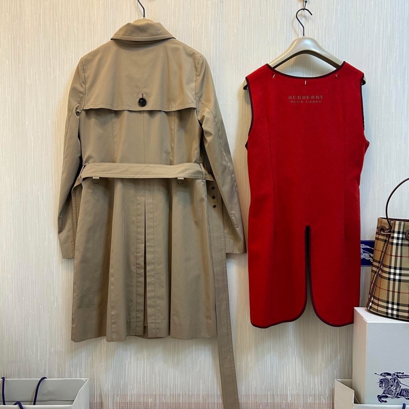 BURBERRY 日系藍標蜜色兩件式風衣40-2