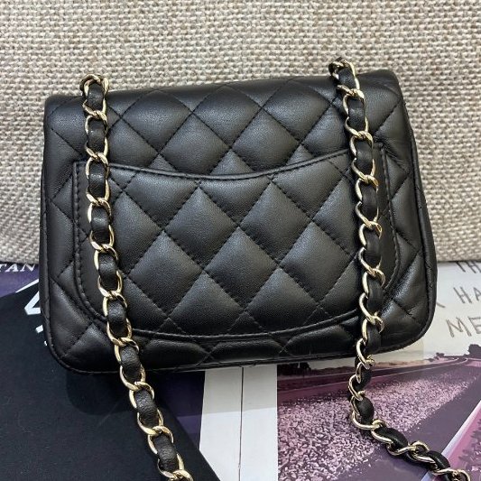 香奈兒CHANEL黑金方胖子鏈條包-1
