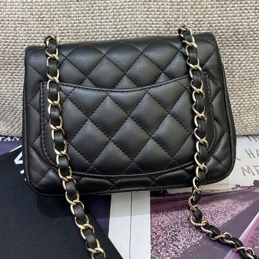 香奈兒CHANEL黑金方胖子鏈條包-6