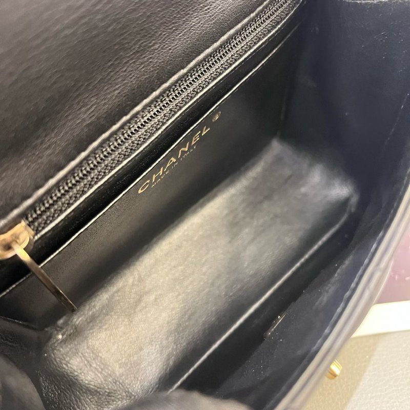 香奈兒CHANEL黑金方胖子鏈條包-8