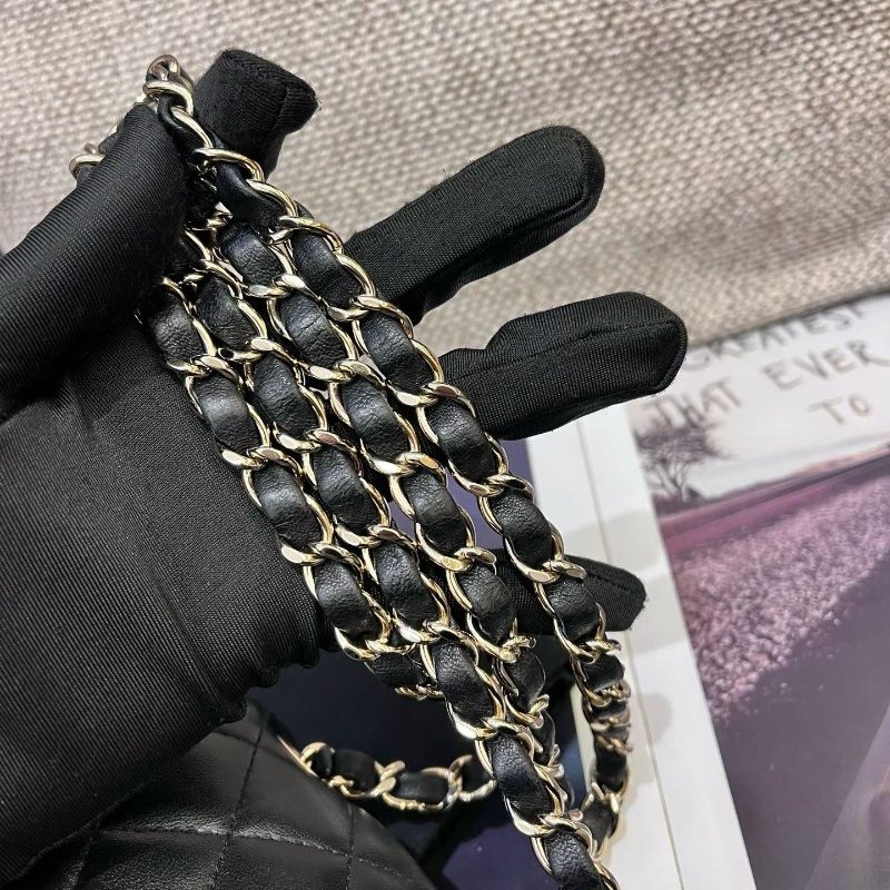 香奈兒CHANEL黑金方胖子鏈條包-9