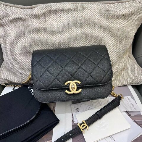 芯片款 香奈兒CHANEL馬鞍黑金風琴包