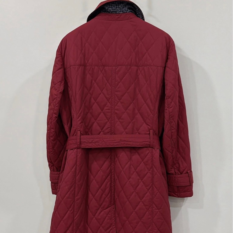 美國蔻馳 COACH勃艮第紅菱格紋縫衍綁帶-1