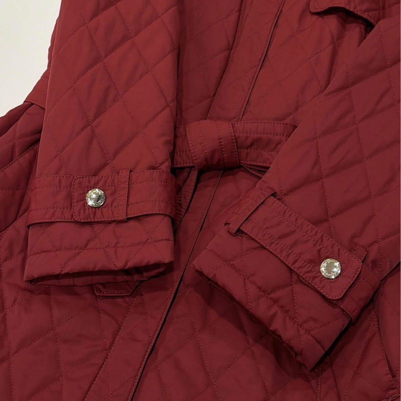 美國蔻馳 COACH勃艮第紅菱格紋縫衍綁帶-3