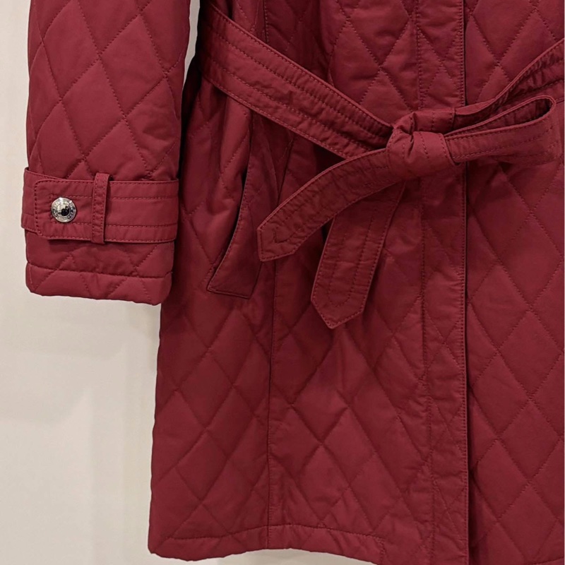 美國蔻馳 COACH勃艮第紅菱格紋縫衍綁帶-6