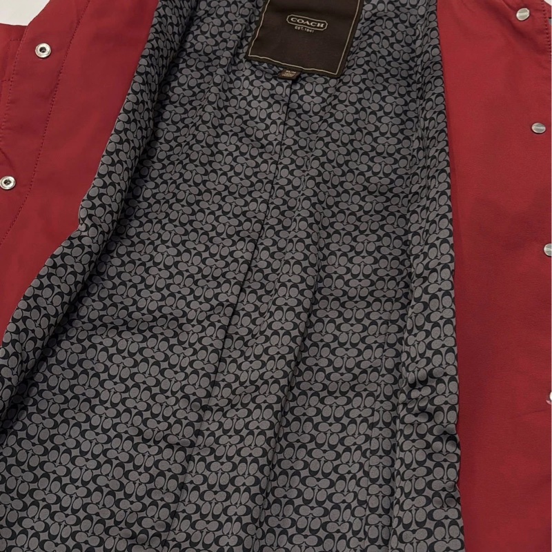 美國蔻馳 COACH勃艮第紅菱格紋縫衍綁帶-7