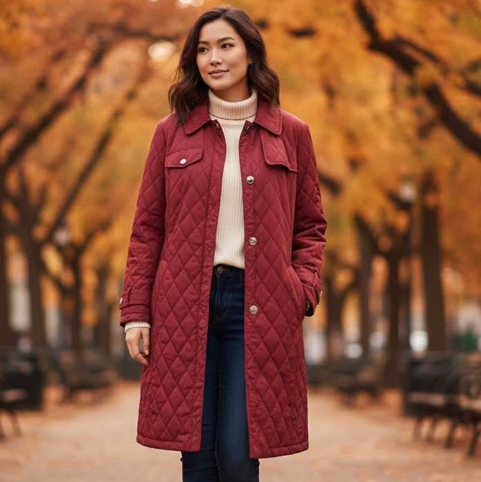 美國蔻馳 COACH勃艮第紅菱格紋縫衍綁帶-9