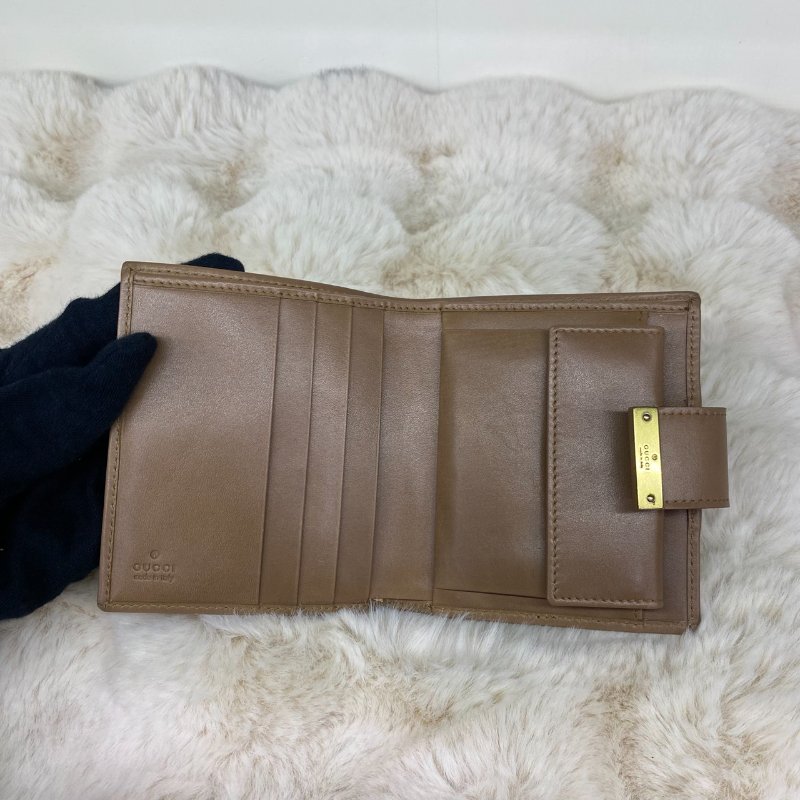 Gucci GG Monogram 老花帆布雙摺錢包(黃)-4