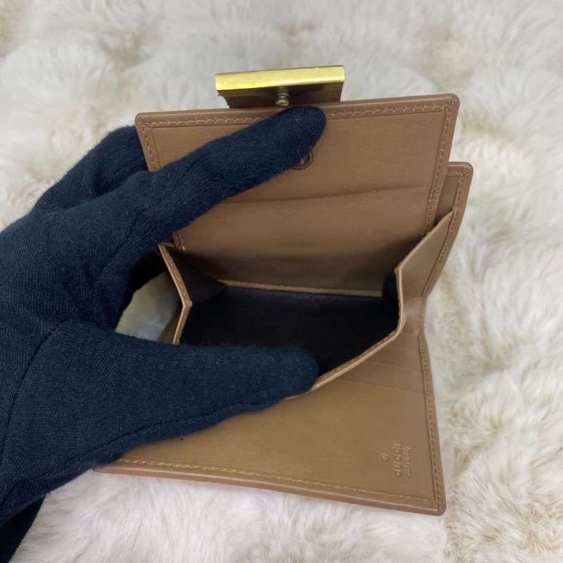 Gucci GG Monogram 老花帆布雙摺錢包(黃)-9