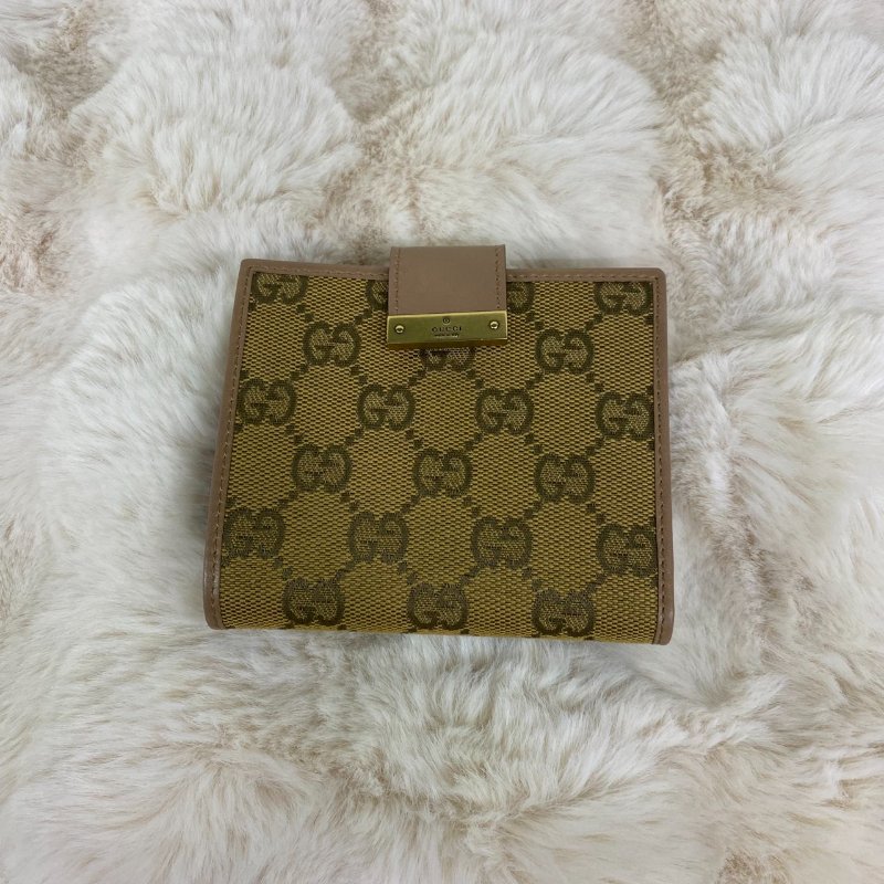 Gucci GG Monogram 老花帆布雙摺錢包(黃)-10