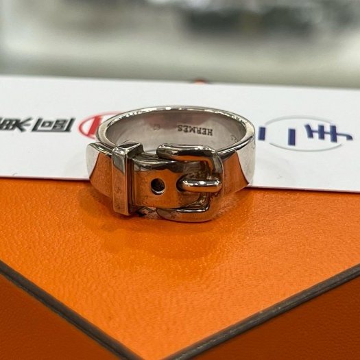 東區正精品㊣HERMES 925 愛馬仕純銀皮帶環戒指 62號RZ6175-1