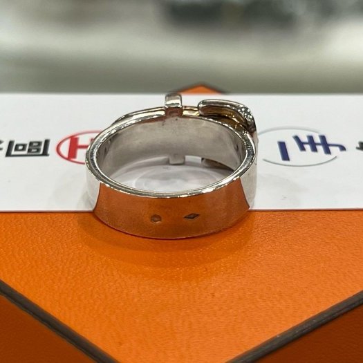 東區正精品㊣HERMES 925 愛馬仕純銀皮帶環戒指 62號RZ6175-6