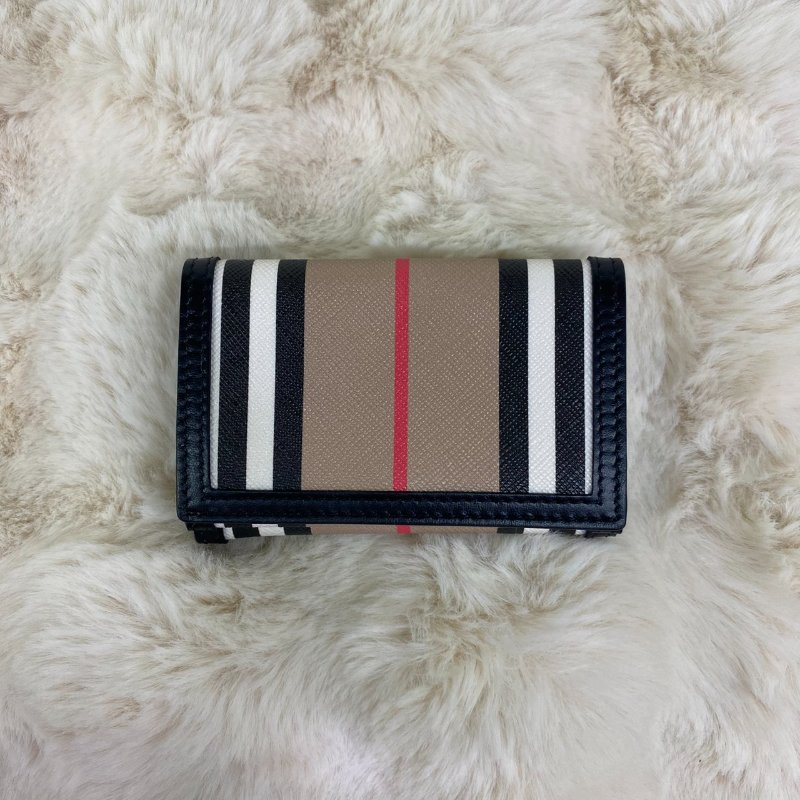 全新閒置品 BURBERRY 經典格紋牛皮內裡三折短夾-3