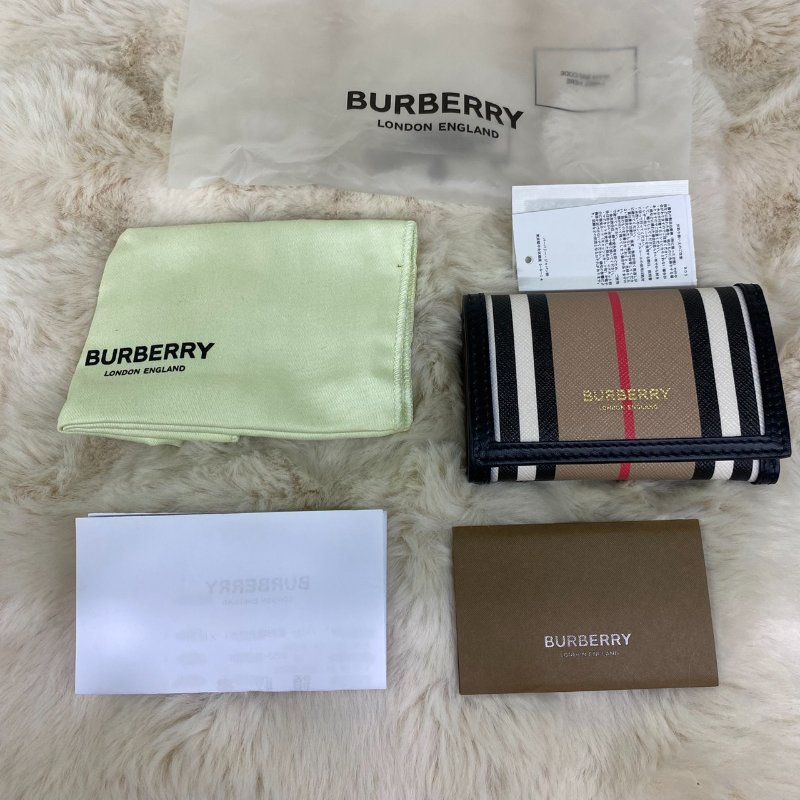 全新閒置品 BURBERRY 經典格紋牛皮內裡三折短夾-15