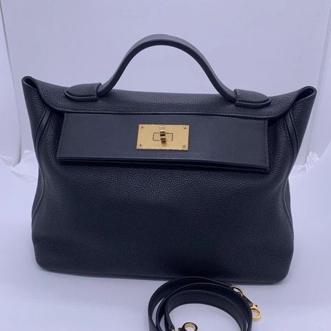 Hermes愛馬仕2424小號 黑色 金扣 c刻 尺寸29cm