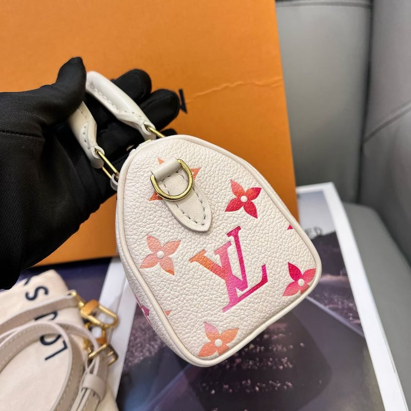 芯片款 LV路易威登丹寧漸變草莓牛奶speedy nano枕頭包-2