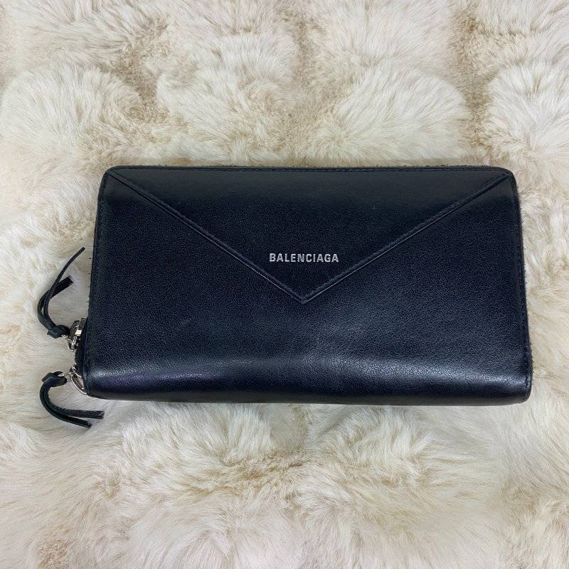 BALENCIAGA ㄇ字拉鍊長夾(黑)-0