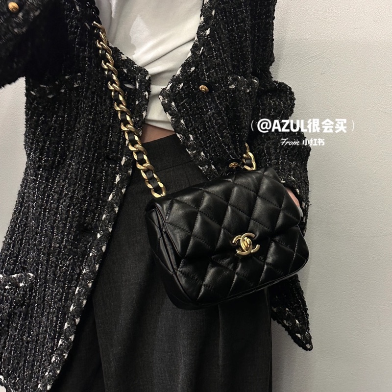 🈶購證 #絕版收藏 #配件齊 香奈兒黑金22s鴛鴦鏈條方胖子 晶片款-2