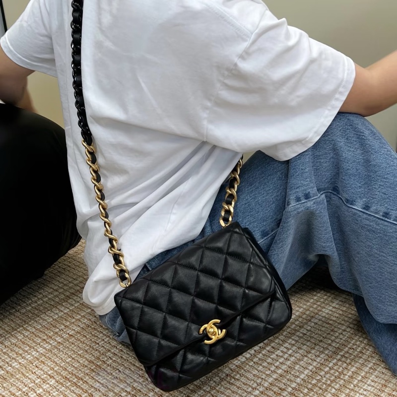 🈶購證 #絕版收藏 #配件齊 香奈兒黑金22s鴛鴦鏈條方胖子 晶片款-5