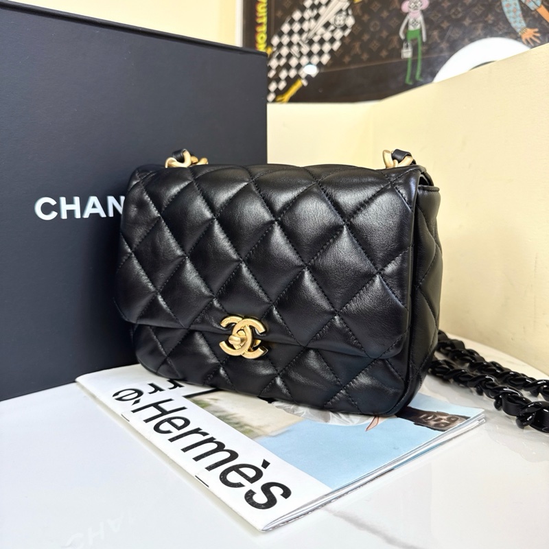 🈶購證 #絕版收藏 #配件齊 香奈兒黑金22s鴛鴦鏈條方胖子 晶片款-6