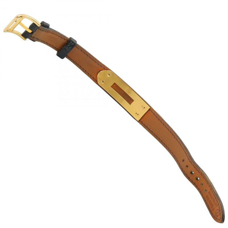 愛馬仕 Kelly 女士腕錶，鍍金款，皮革錶帶，金色，KE1.201-3