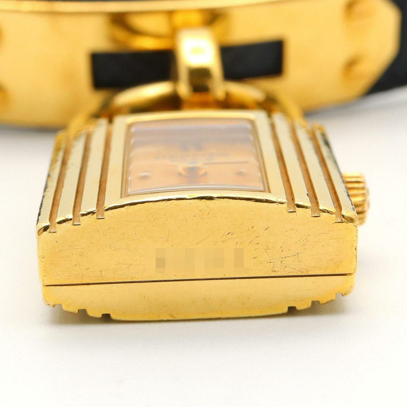 愛馬仕 Kelly 女士腕錶，鍍金款，皮革錶帶，金色，KE1.201-11