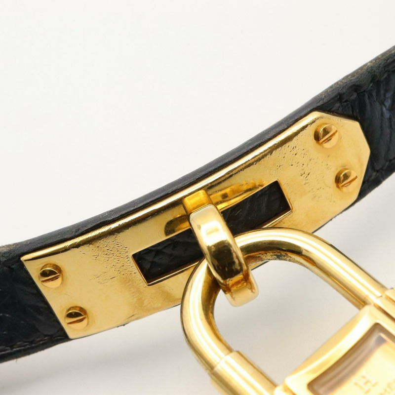 愛馬仕 Kelly 女士腕錶，鍍金款，皮革錶帶，金色，KE1.201-13