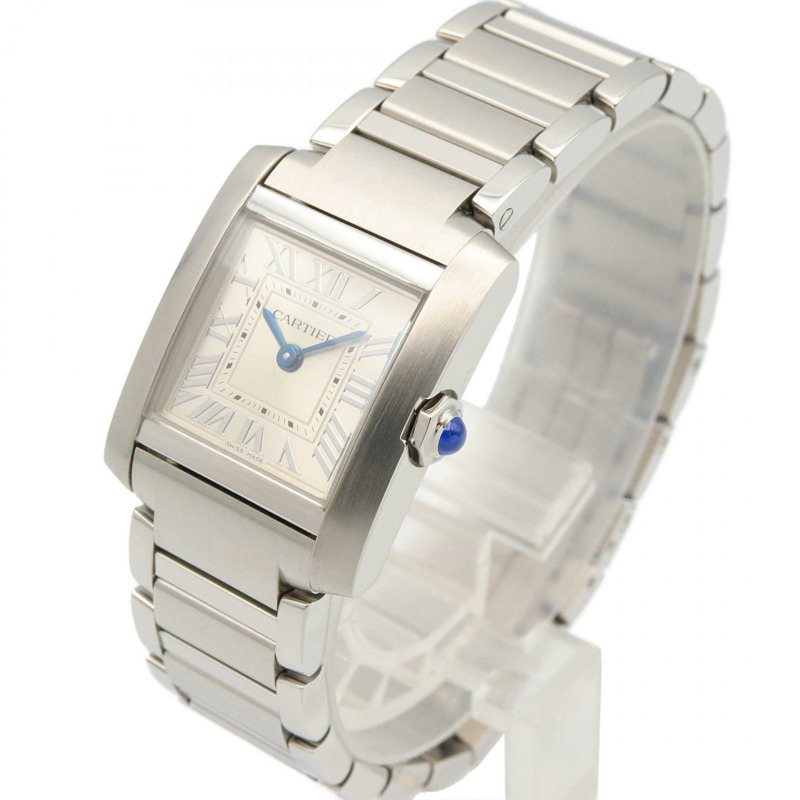 卡地亞 Tank Française SM 女士腕錶，不鏽鋼材質，銀色，型號 WSTA0065-1